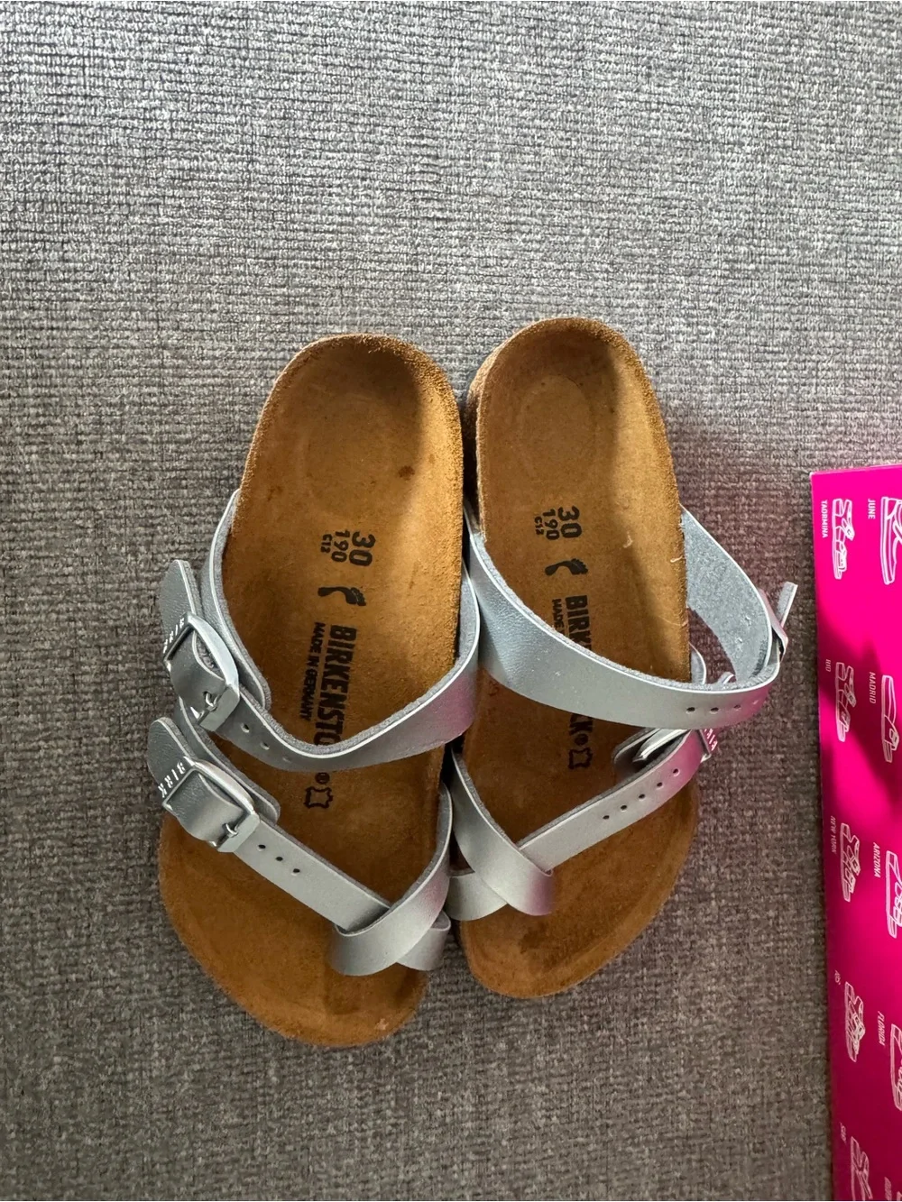 Birkenstock Kids Silver Double-Buckle Sandals
